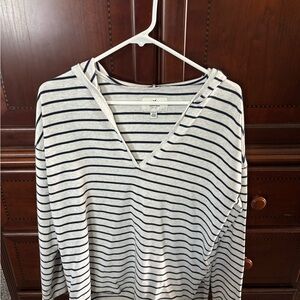 Striped V-Neck Hoodie
